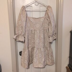 Jacquard Floral Babydoll Dress